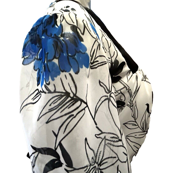 Women’s Studio 1940 White And Cobalt Blue Floral Lined Top in Size Large 12 14 - Picture 4 of 12